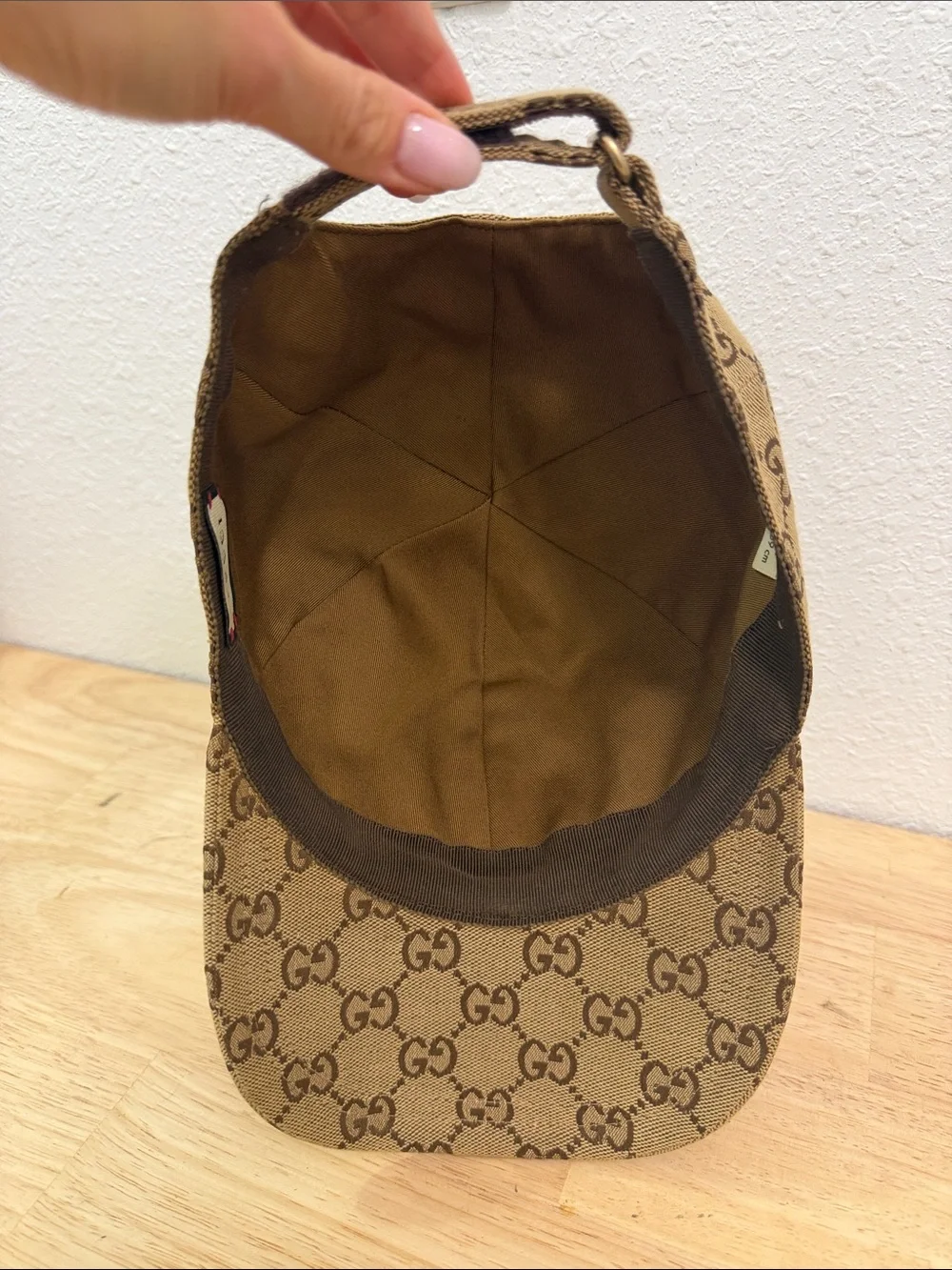 Gucci Tan & Brown GG Canvas Baseball Cap with Logo Patch